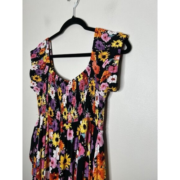Torrid Dress Floral Maxi Challis Off Shoulder Ruffle Layered Smocking Size 1X - Picture 7 of 14